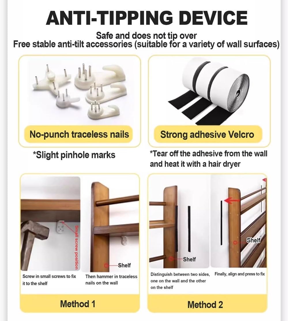 Behind Door Storage Cabinet - 5 6 Tiered Wooden Shelf for Books, Floor Mount Tall Thin 10cm Bookshelf Modern Vertical Open Shelf Bookcase for Bedroom, Living Room, Home Office(23.6