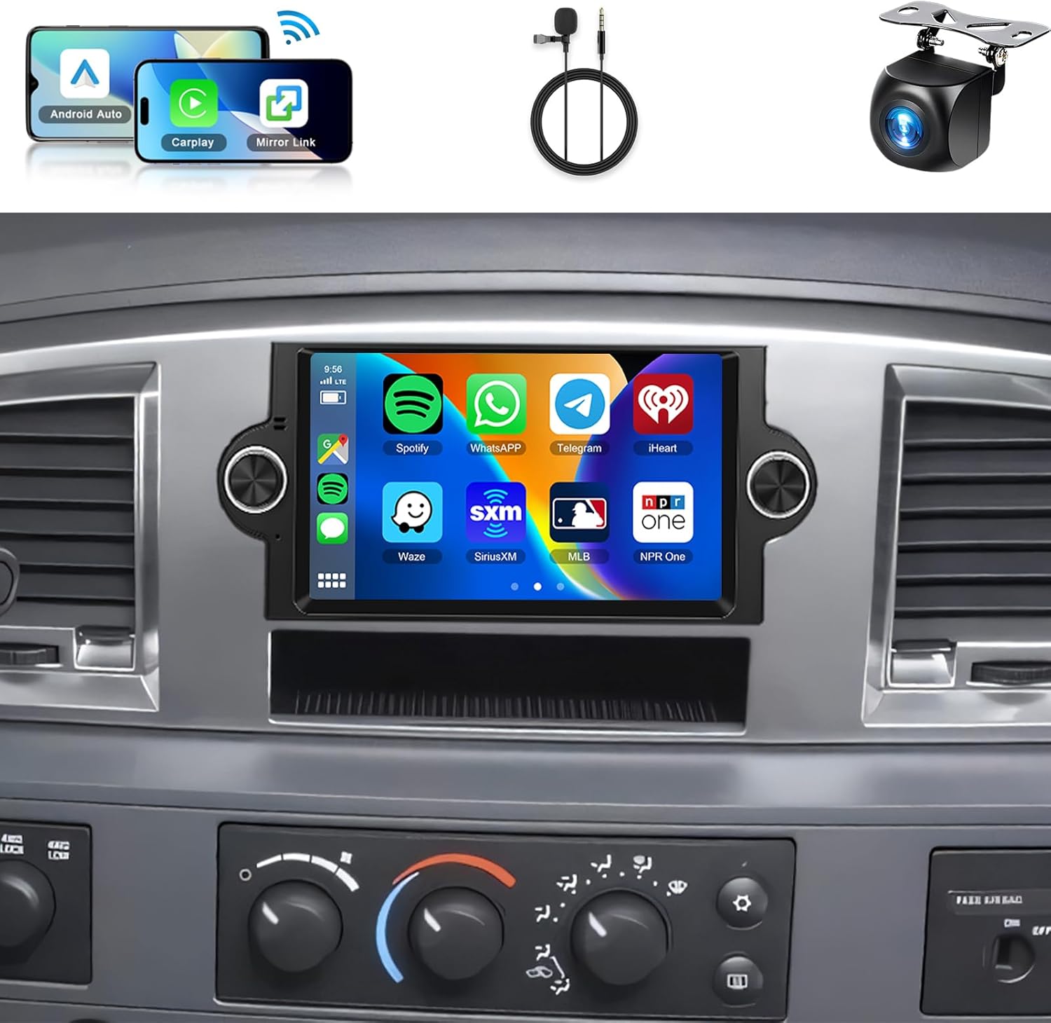 For Dodge Ram 1500 06-08,Chrysler 300C 05-07,Chrysler PT Cruiser,Jeep Grand Cherokee【2+64G】Android Car Stereo WiFi Wireless Carplay Android Auto,6.2“ for Dodge Ram Radio for Jeep Grand Cherokee Radio