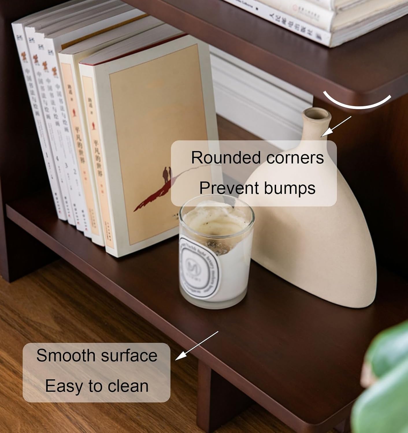 4 Tiers Corner Bookshelf, Solid Wood Storage Display Shelf, Modern and Simple Bookcase, Floor-Standing Rack, for Bedroom, Living Room, Kitchen, Home Office(White)