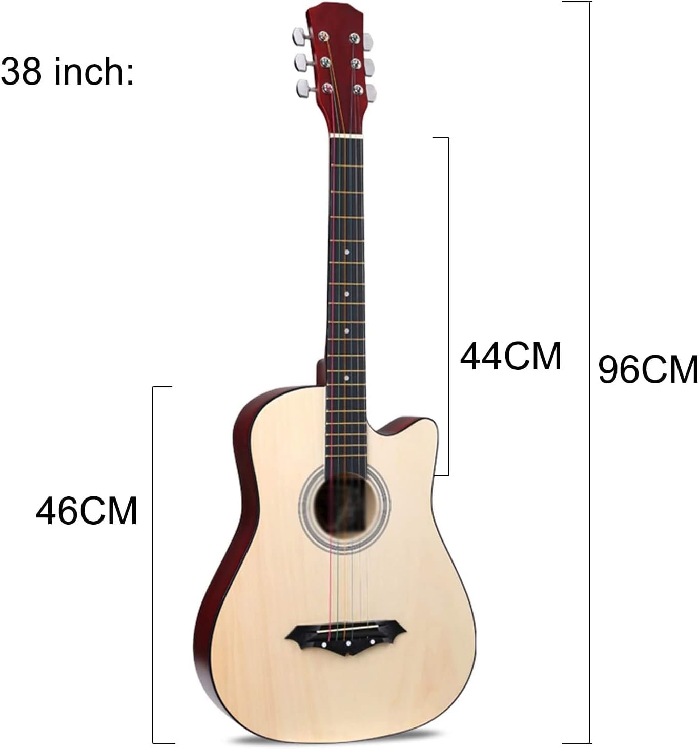 Full Size Guitar 38 Inches 6 String The Sound is Crisp Edging Cut Corner Basswood Panel Men and Women Student Exercise Wood Guitar Beginner Acoustic Guitar Starter Package Student G