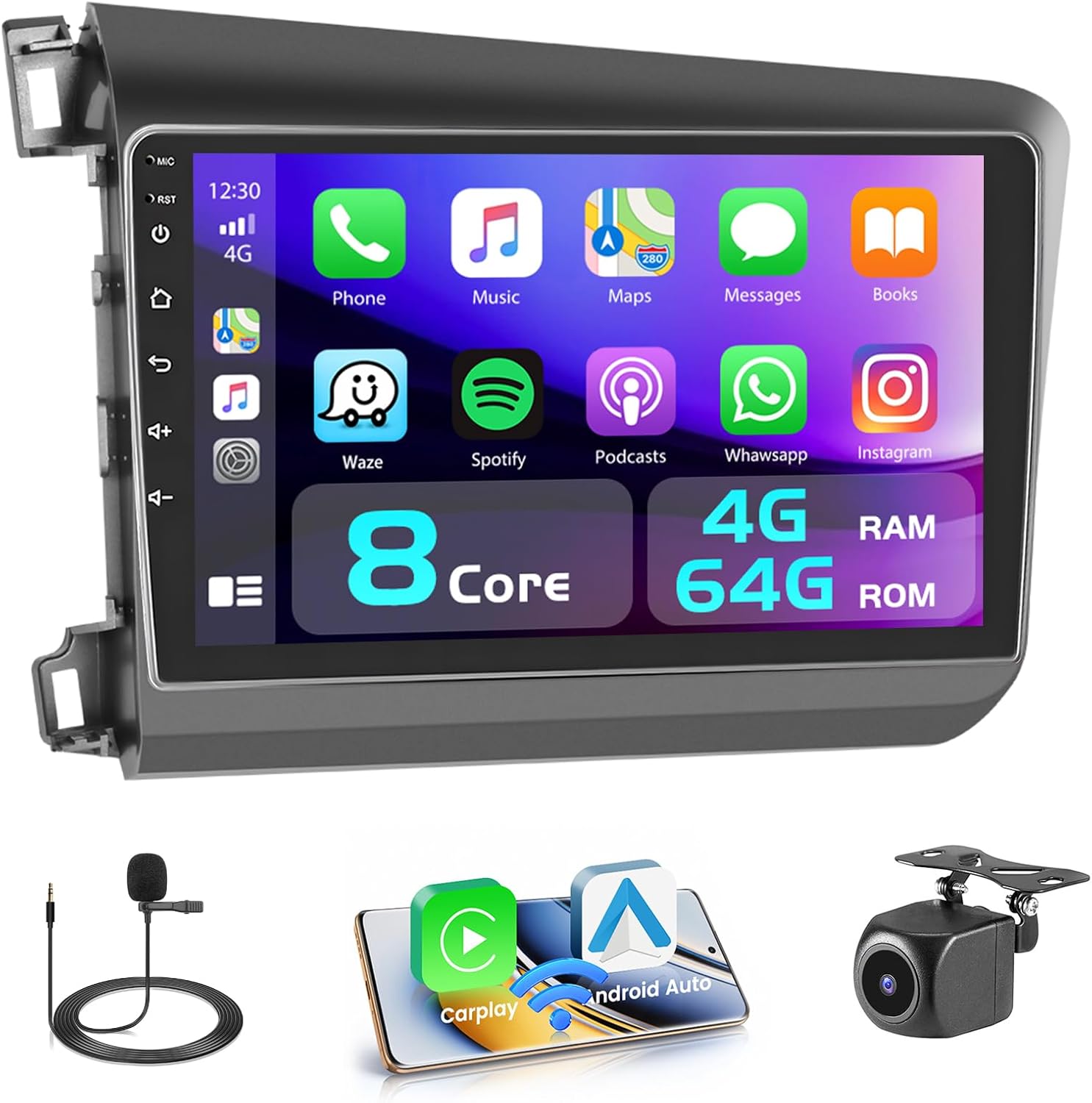 8 Core Car Stereo for Honda Civic 2012 2013 2014 2015, 9