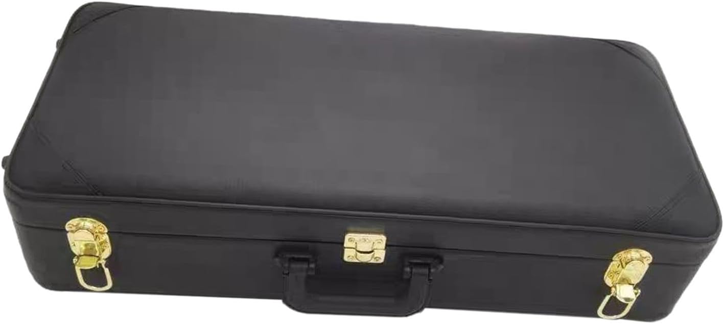 Wind Instrument Case Hard Stylish with A Comfortable Handle Black Lined Musical Instrument Accessory Carry Case Faux Leather, for Alto Sax