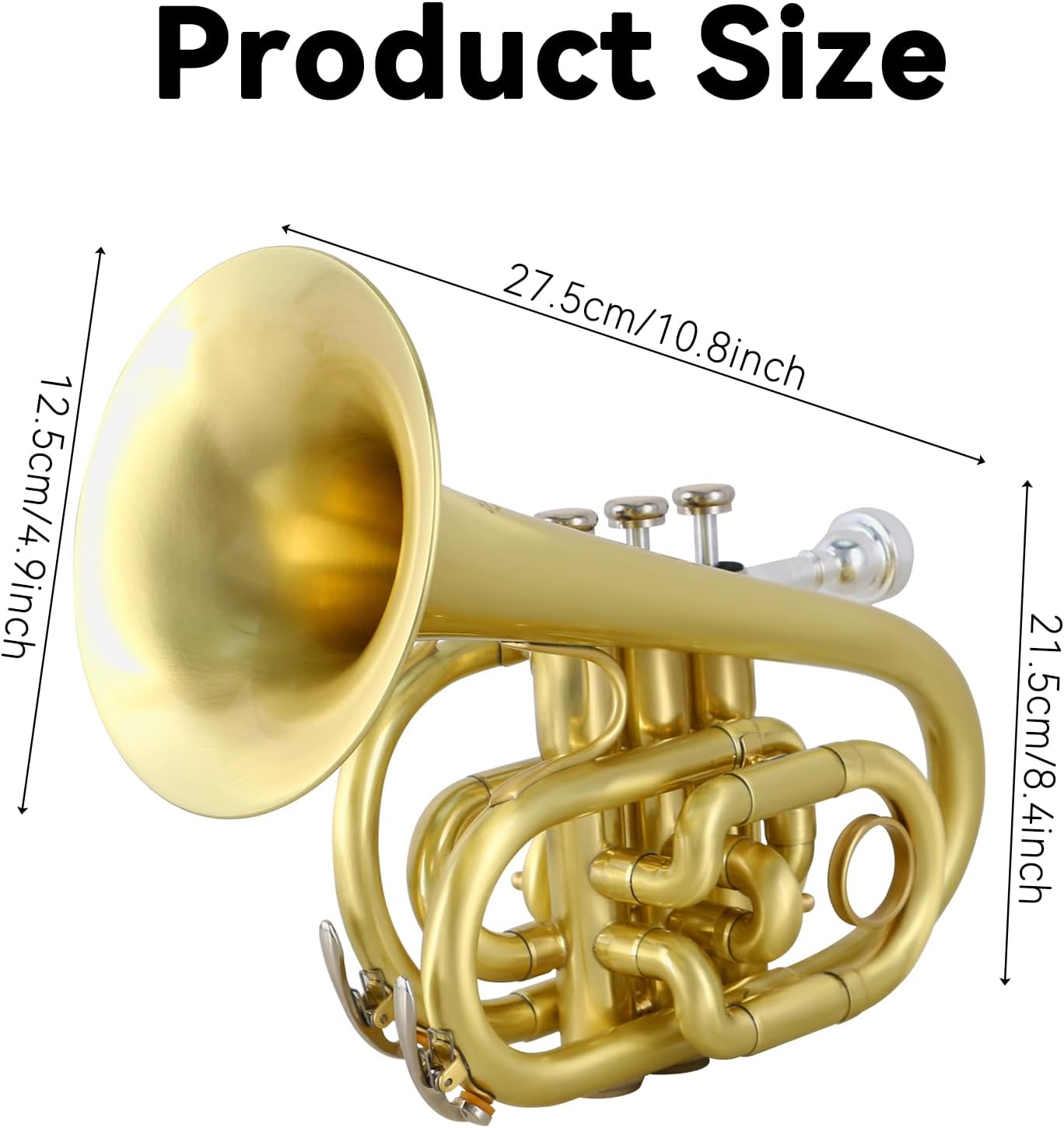 EASTROCK Pocket Trumpet Brass Bb Trumpet with 7C Mouthpiece special-shaped