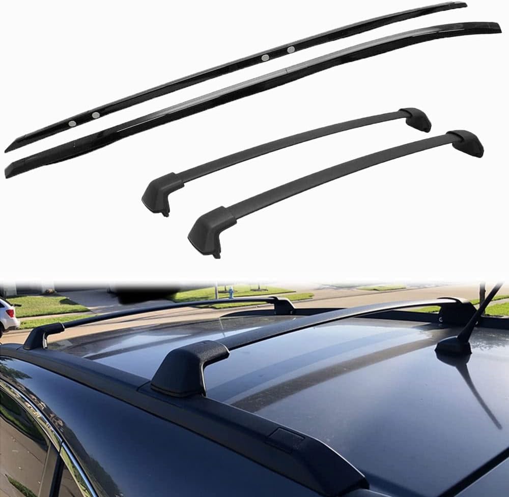 4Pcs Side Rails + Cross Bars for 2012-2016 Honda CRV CR-V OE Style Roof Rack Luggage Carrier Black