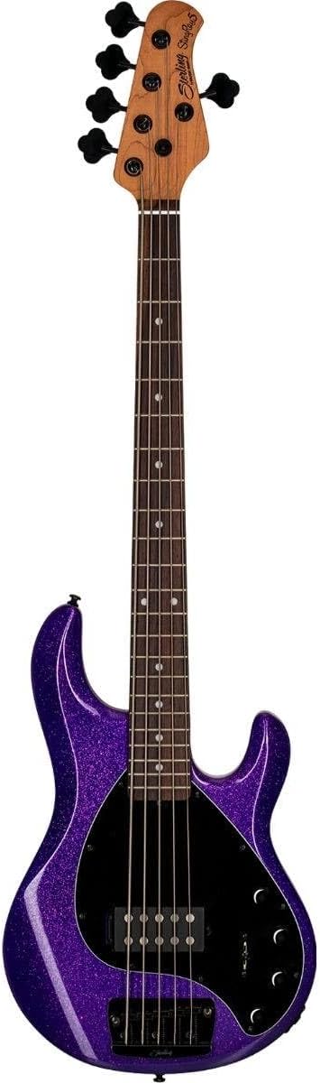 Sterling by Music Man 5 String Bass Guitar, Right, Purple Sparkle (RAY35-PSK-R2)