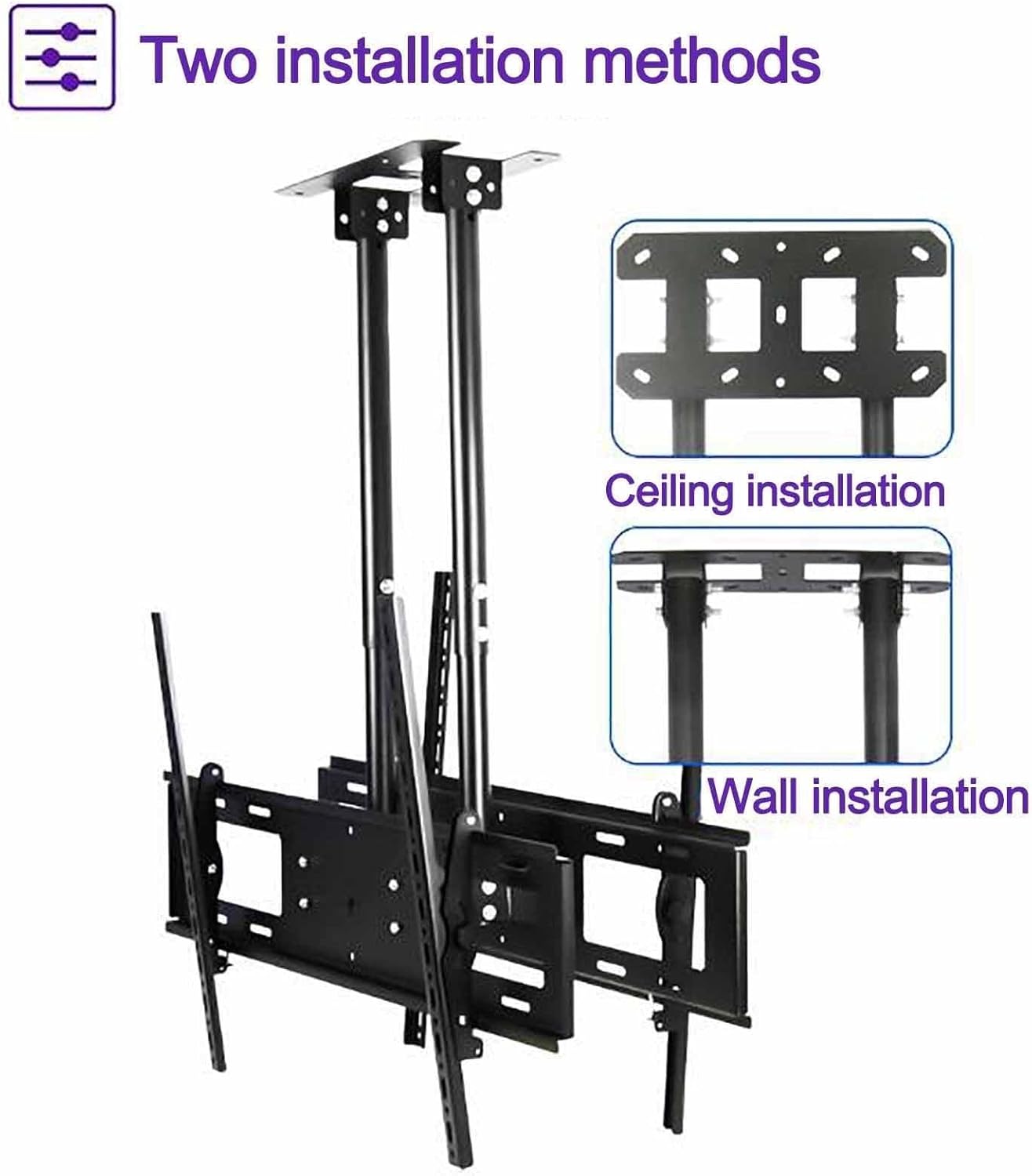 Double Sided Ceiling TV Mount Stand - Tv Wall Mount, for 60-100 Inch TV Telescopic TV Lift, Height Adjustment TV Hanger, Support 2 Screens TV Mount Bracket, Hanging Roof Bracket