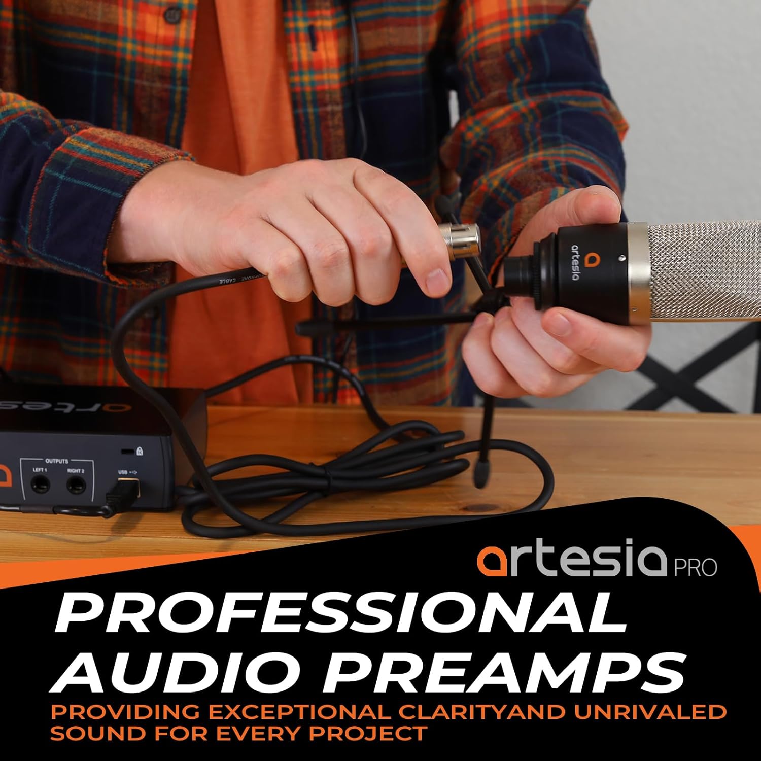 Artesia A22xt USB Audio Interface With 24Bit/96khz High-Resolution Recording, 48V Phantom Power, XLR Input, Professional Audio Interface for Music Production, Streaming, Podcasting