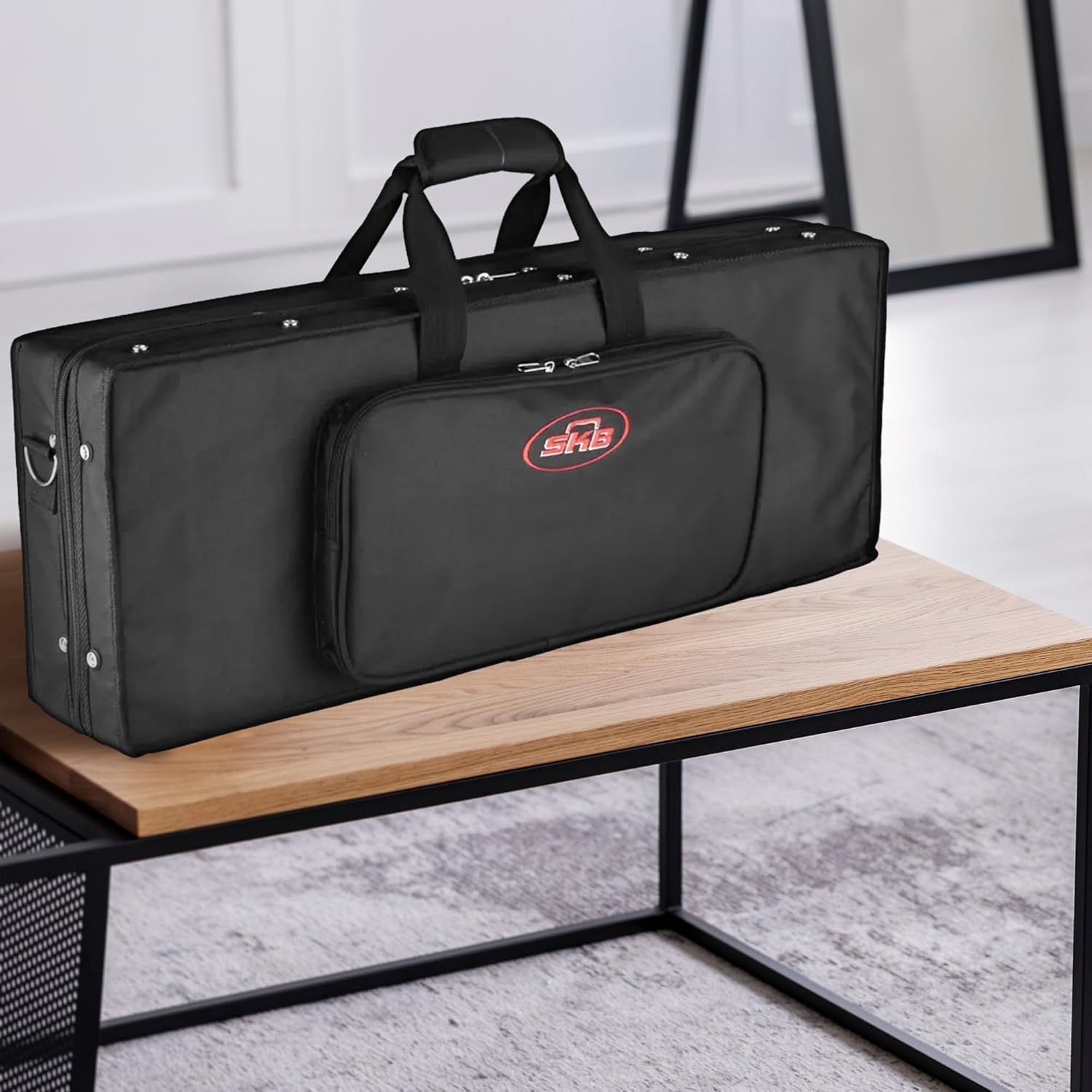 SKB 27”x 9” Foot Controller Soft Case Padded Bag, Rigid Foam Frame, Shoulder Strap and Double Zippers for DJ Controllers & Small MIDI Keyboards, Black