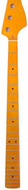 21 Frets Maple Yellow Color Glossy Electric Bass Guitar Neck Fingerboard Nut Width 38mm Musical Instruments Accessories
