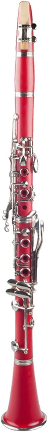 Clarinet Set Red ABS Clarinet Bb Cupronickel Nickel Plated 17 Keys with Cleaning Cloth Gloves Woodwind Instrument Professional Clarinet