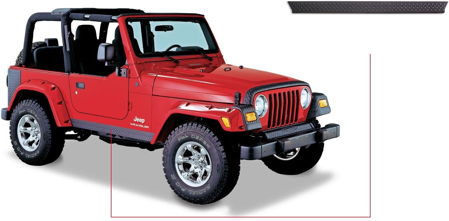 Bushwacker Trail Armor Rocker Panel | 2-Piece Set, Black, Textured Finish | 14002 | Fits 1997-2006 Jeep Wrangler TJ