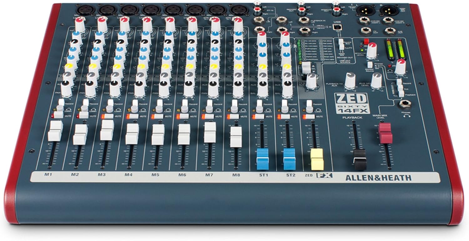 Allen & Heath ZED60-14FX - Touring Quality Audio Mixer with 6 Mic/Line, 2 Mic/Line/DI, 3 Stereo Line, Onboard FX and USB I/O (AH-ZED60-10FX)