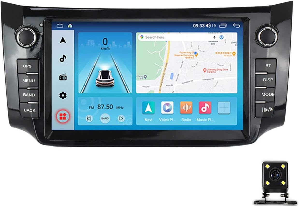 Double Din Car Radio Stereo with Bluetooth, 9In Touch Screen Car Stereo for Nissan Sylphy 2012~2018 with Backup Camera, Mirror Link/Carplay/Android Auto, FM Car Radio Receiver