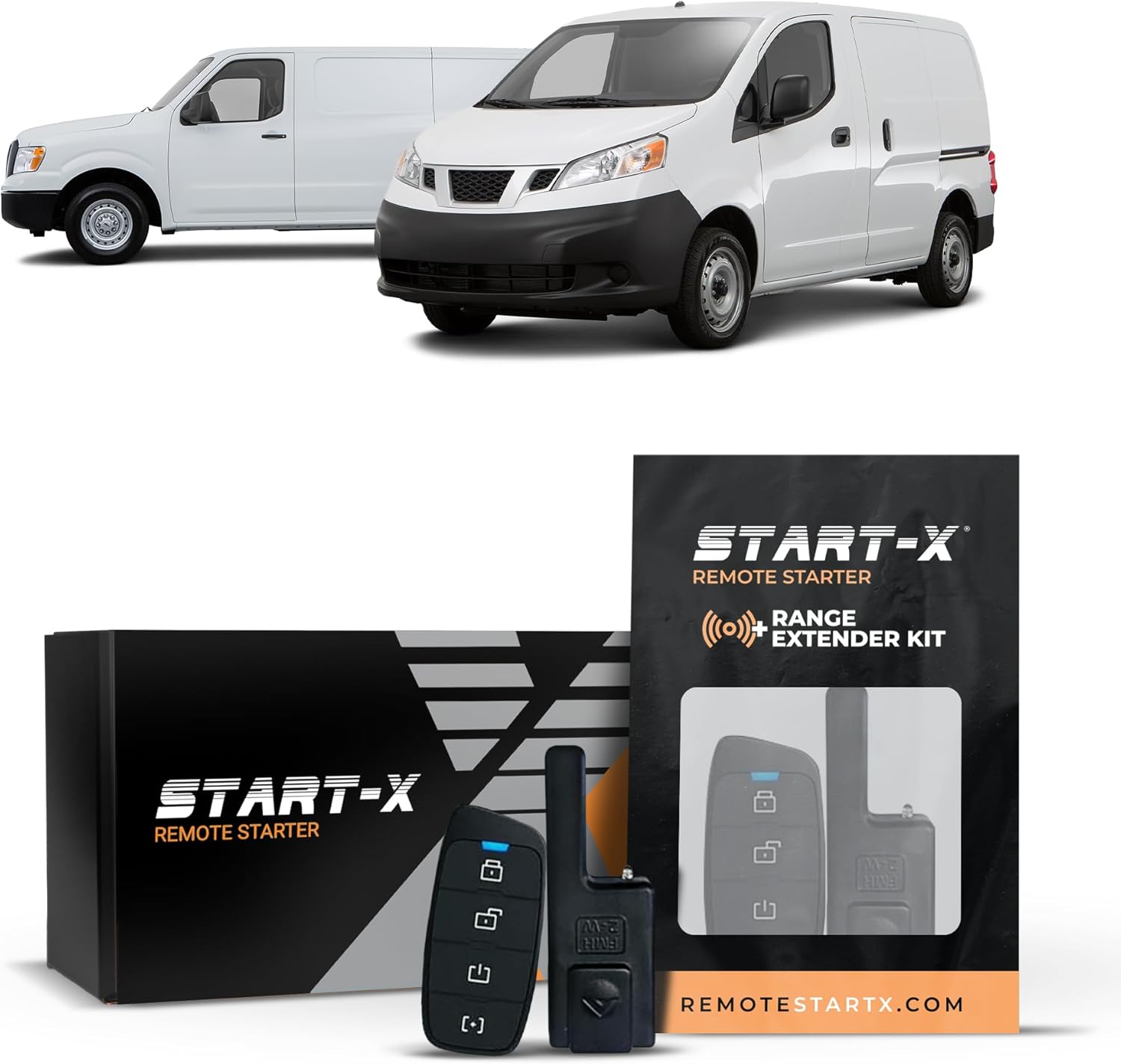 Start-X Remote Starter Kit + 3000ft 2 Way Range Extender for Nissan NV1500/NV2500/NV3500 (2012, 2013, 2014, 2015, 2016, 2017, 2018, 2019, 2020, 2021) Vehicles with Immobilizer and Key Ignition