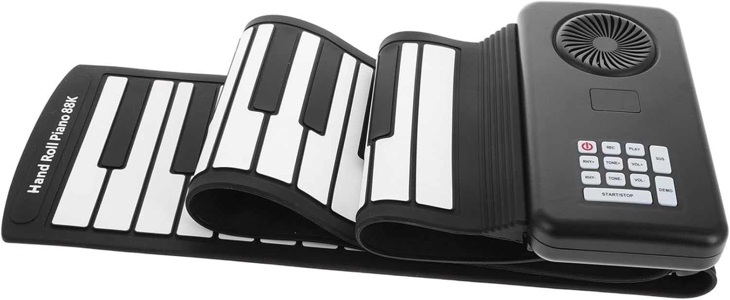Mikinona Portable Silicone Roll-up Piano Built-in Speaker Key Foldable Keyboard for Music Practice Battery Operated Keys for Musicians The Go