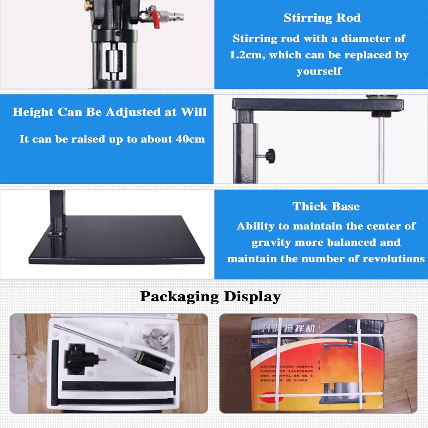 5 Gallon Pneumatic Paint Agitator, Air Mixer Machine, Paint Stirring Machine Bracket, Height Adjustable, Paint Mix Tool