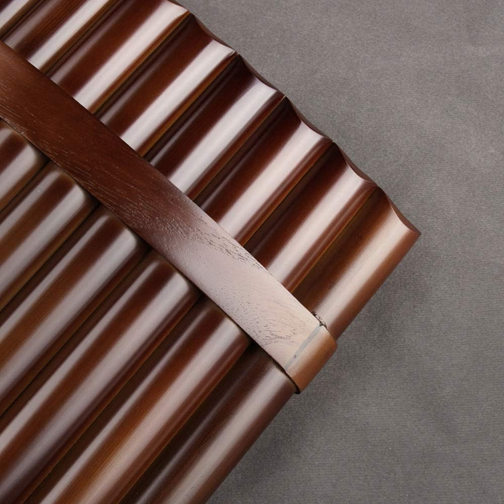 22/25 Pipes C Key Professional Pan Flute Chinese Traditional Musical Instrument Pan Pipes Easy to Learn with Exquisite Brown Pan Pipes Flute and Black PU Bag Included (25-Left Hand)