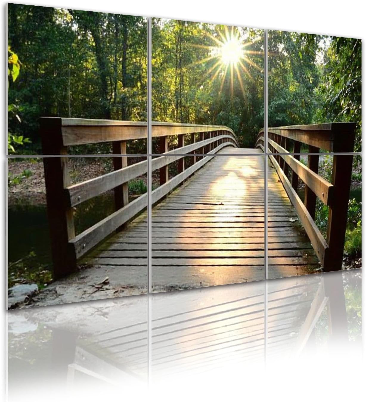 6 Pack Art Acoustic Panels Wooden bridge middle forest Sound Absorbing Panel 48