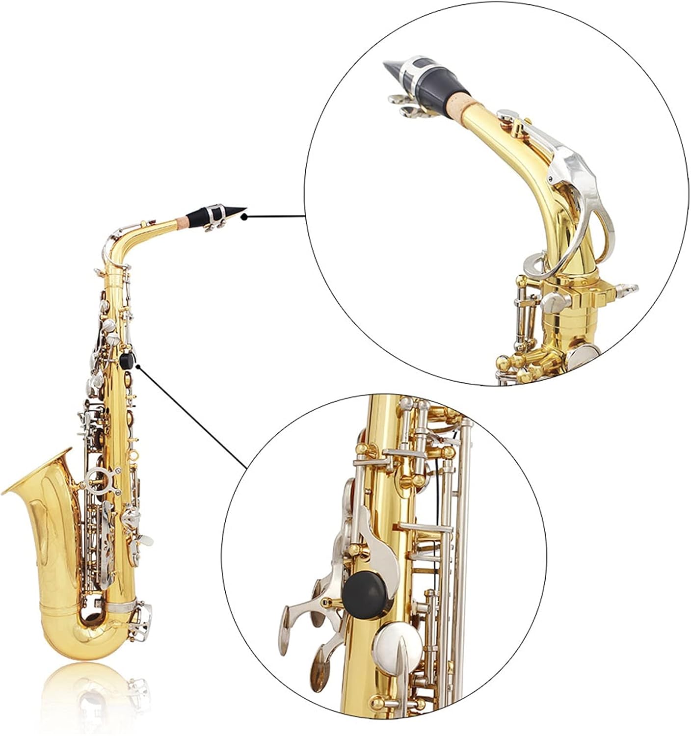 KESHUO Alto Saxophone Sax Glossy Brass Engraved EB E- Flat Natural White Shell Button Wind Instrument with Case Mute Gloves Brass Sax Beginners Kit