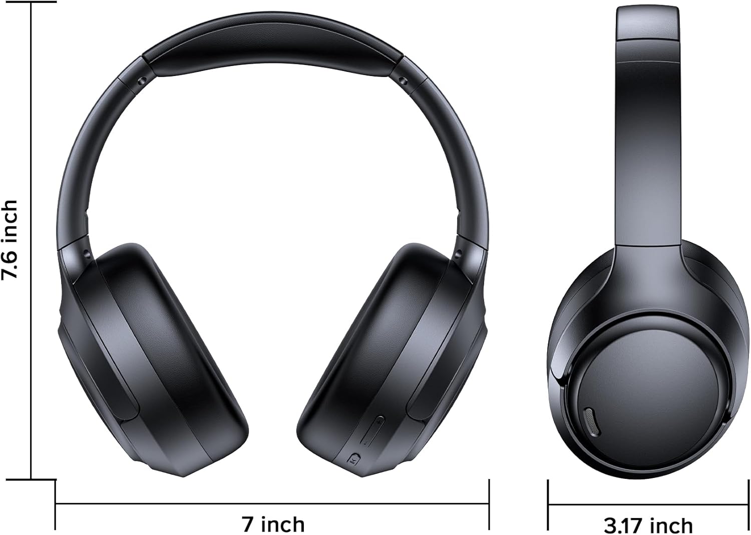 Hybrid Active Noise Cancelling Headphones Wireless, 120Hrs Playtime, 6 ENC Clear Mic, Over Ear Bluetooth Headphones with Hi-Res Audio Comfort Earcup Foldable ANC Headphone for Travel Game Home Office