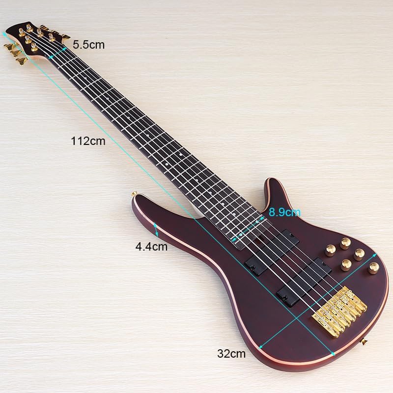 6-String Active Electric Bass Guitar, 43-Inch Full Size, Solid Sapele Wood Body, Canada Maple Neck,24-Fret