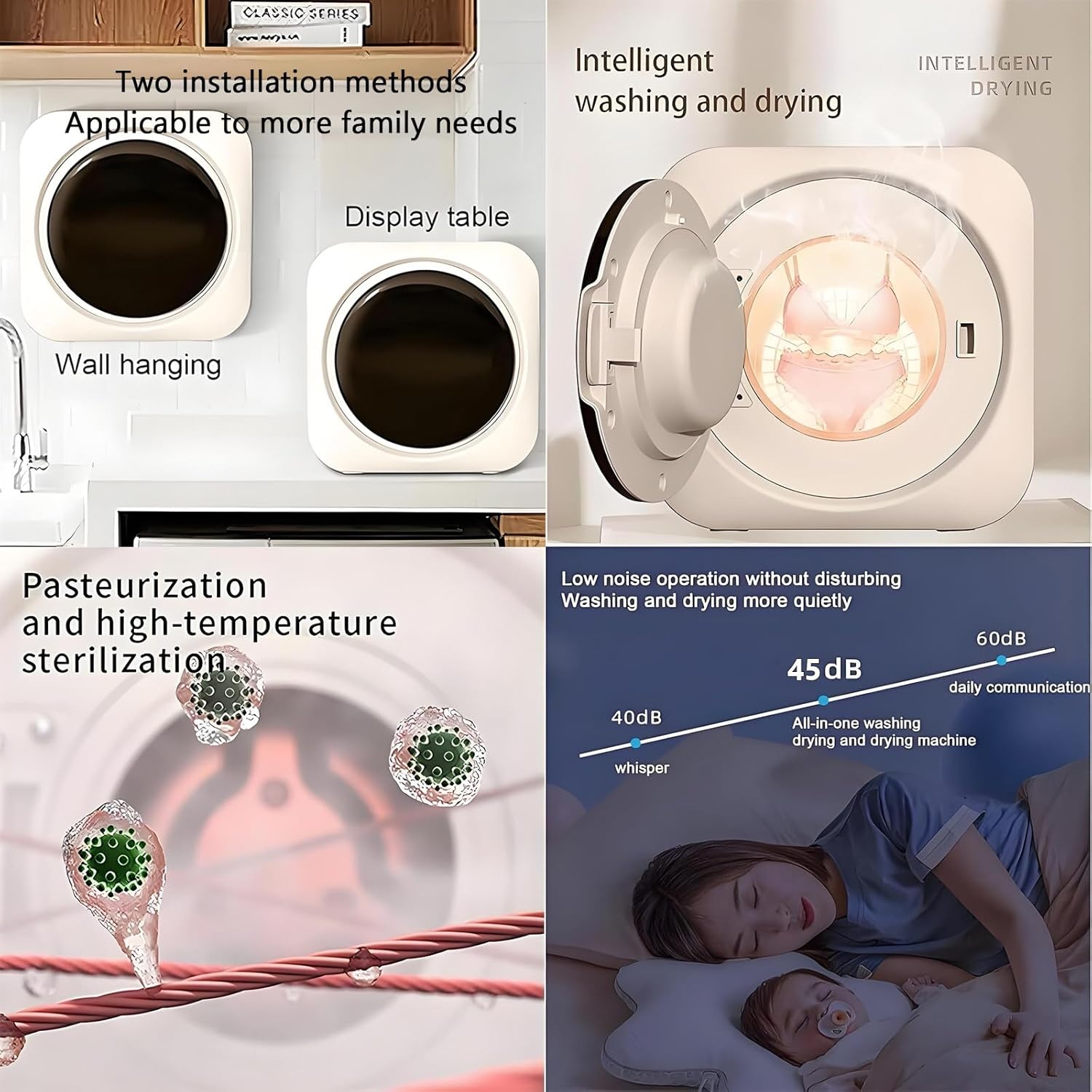 BANGBANGJI 2 in 1 Mini Portable Washer and Dryer Combo, 3.5L Wall Mounted Mini Washing Machine, Stainless Steel Drum for Small Clothes, Underwear, and Socks Desktop