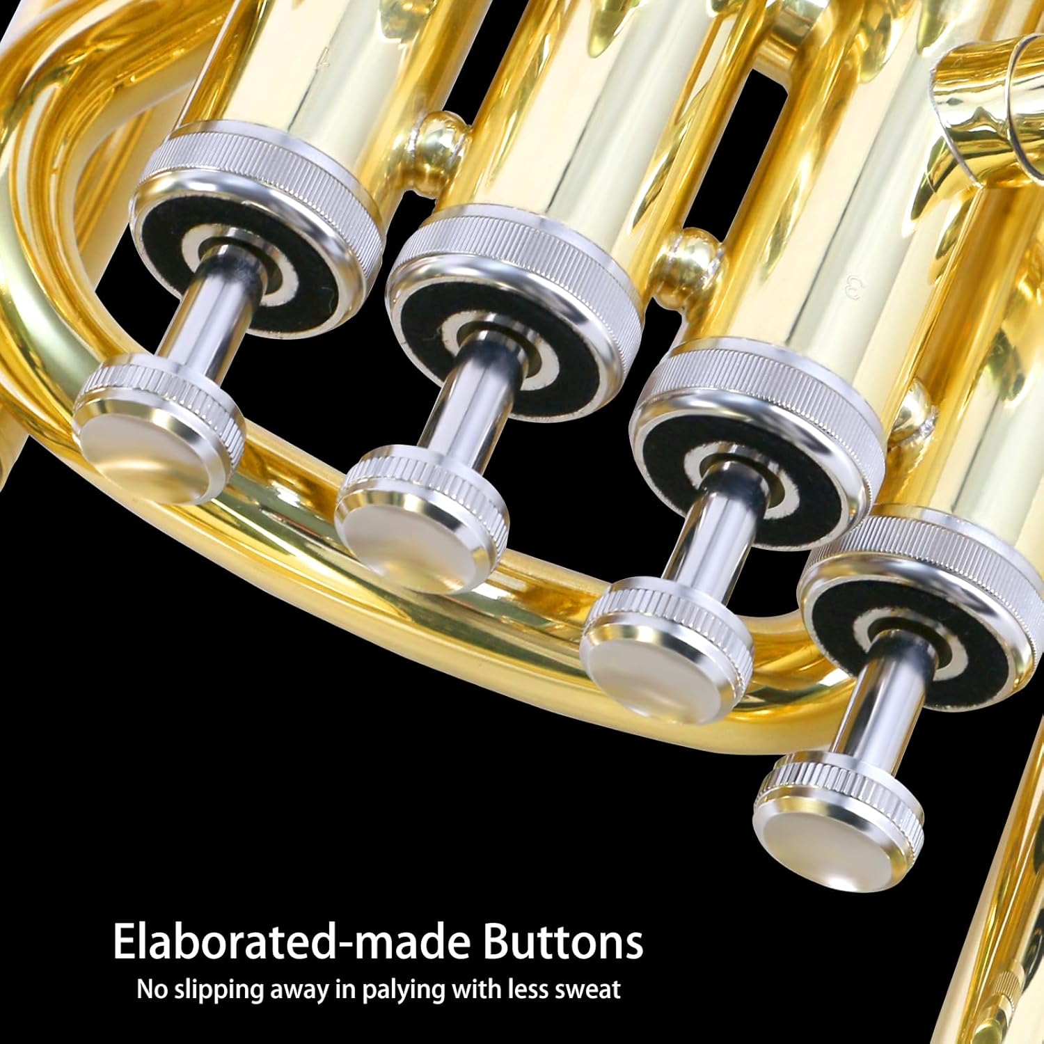 ROWELL Euphonium 4 Valves Bb Brass Lacquer Gold 4 Stainless Steel Pistons Intermediate Advanced Euphonium with Case Gloves and Polishing Cloth