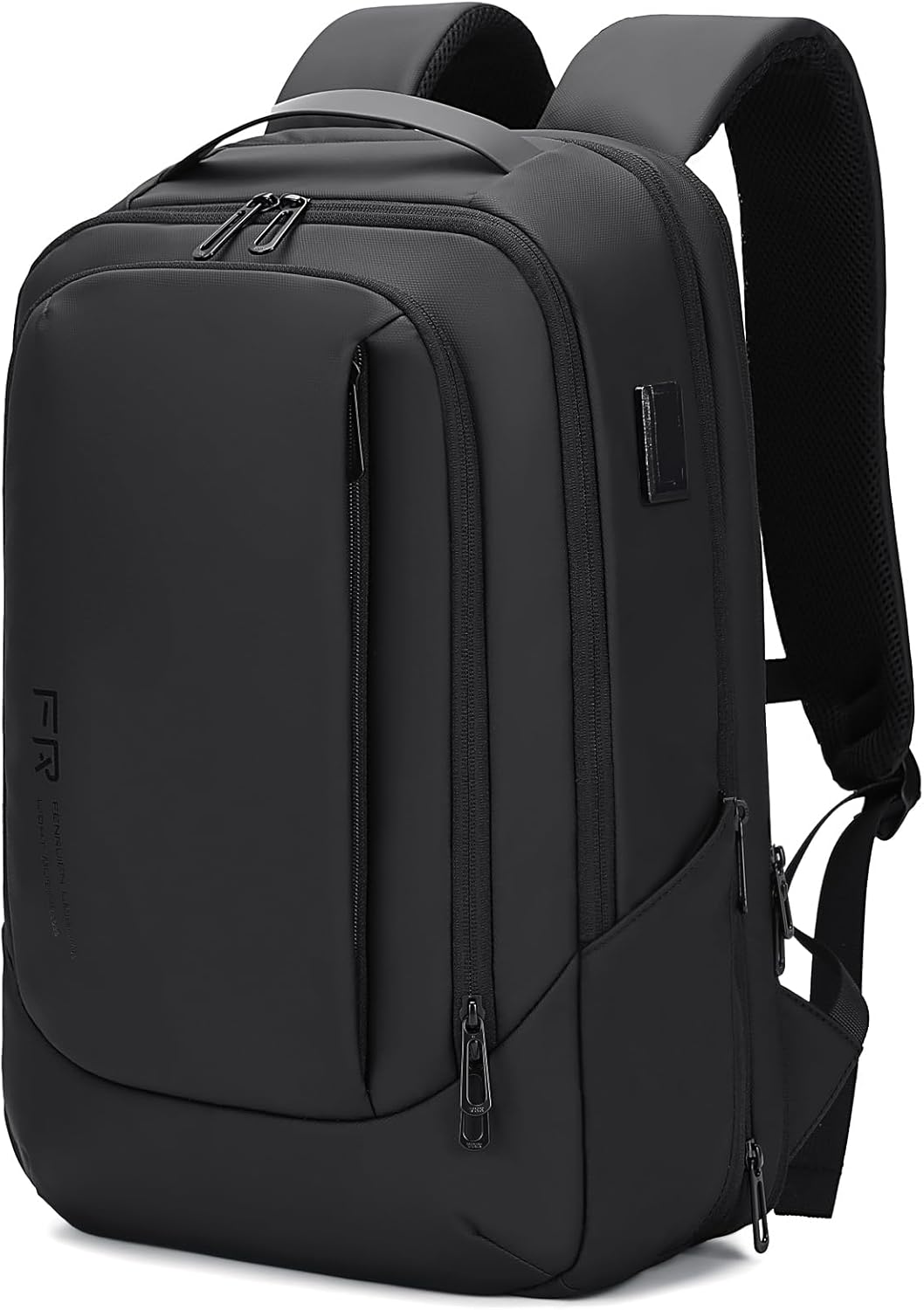 FENRUIEN Business Travel Backpack for Men, Expandable Water Resistant Computer Backpack with USB Port, Black Laptop Backpack 15.6 Inch for College/Work