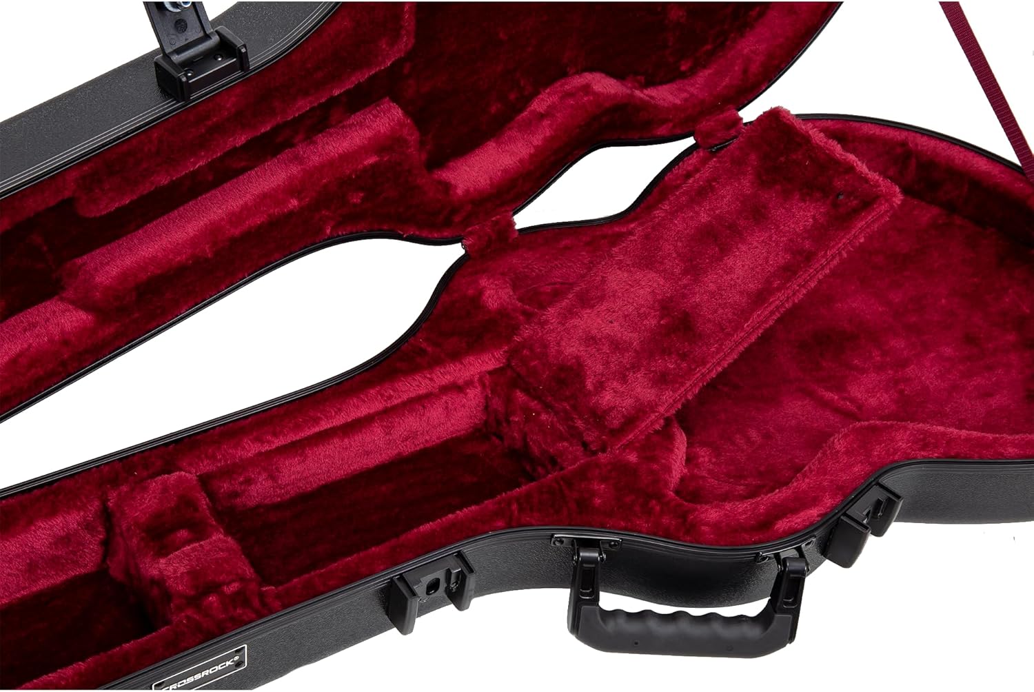 Crossrock Scratch-resistant Hardshell Case for 335 Style 6 Strings Semi-Hollow Electric Guitars, with TSA Lock, Interior Compartment -Black (CRA980SABK)