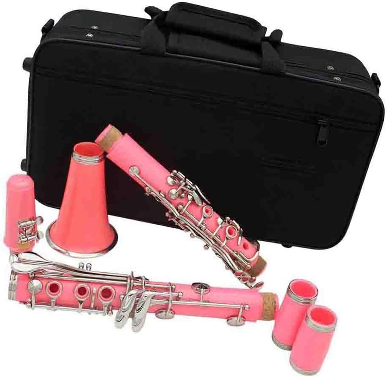 Bb Clarinet 17 Keys Bakelite Professional Woodwind Instrument With Case Color(Pink)