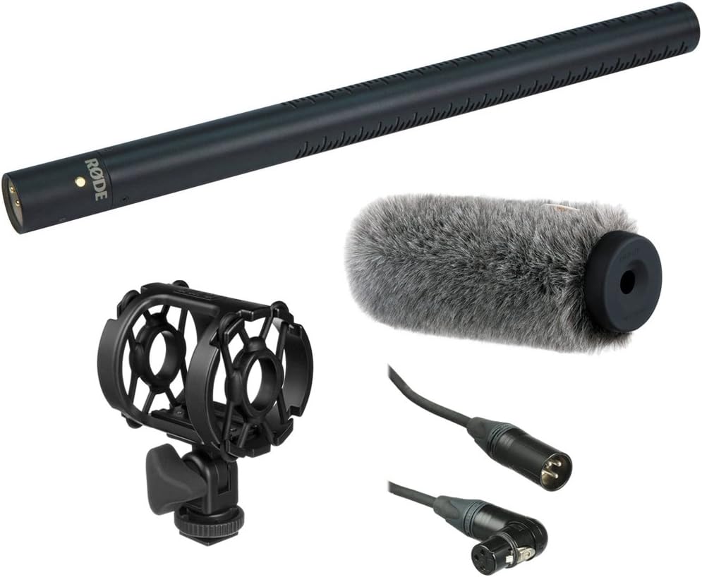 Rode NTG3 Precision RF-Biased Shotgun Microphone with WSS-2018 Professional Windshield, Universal Shock Mount and XLR M to Angled XLR F Microphone Cable -1.5'