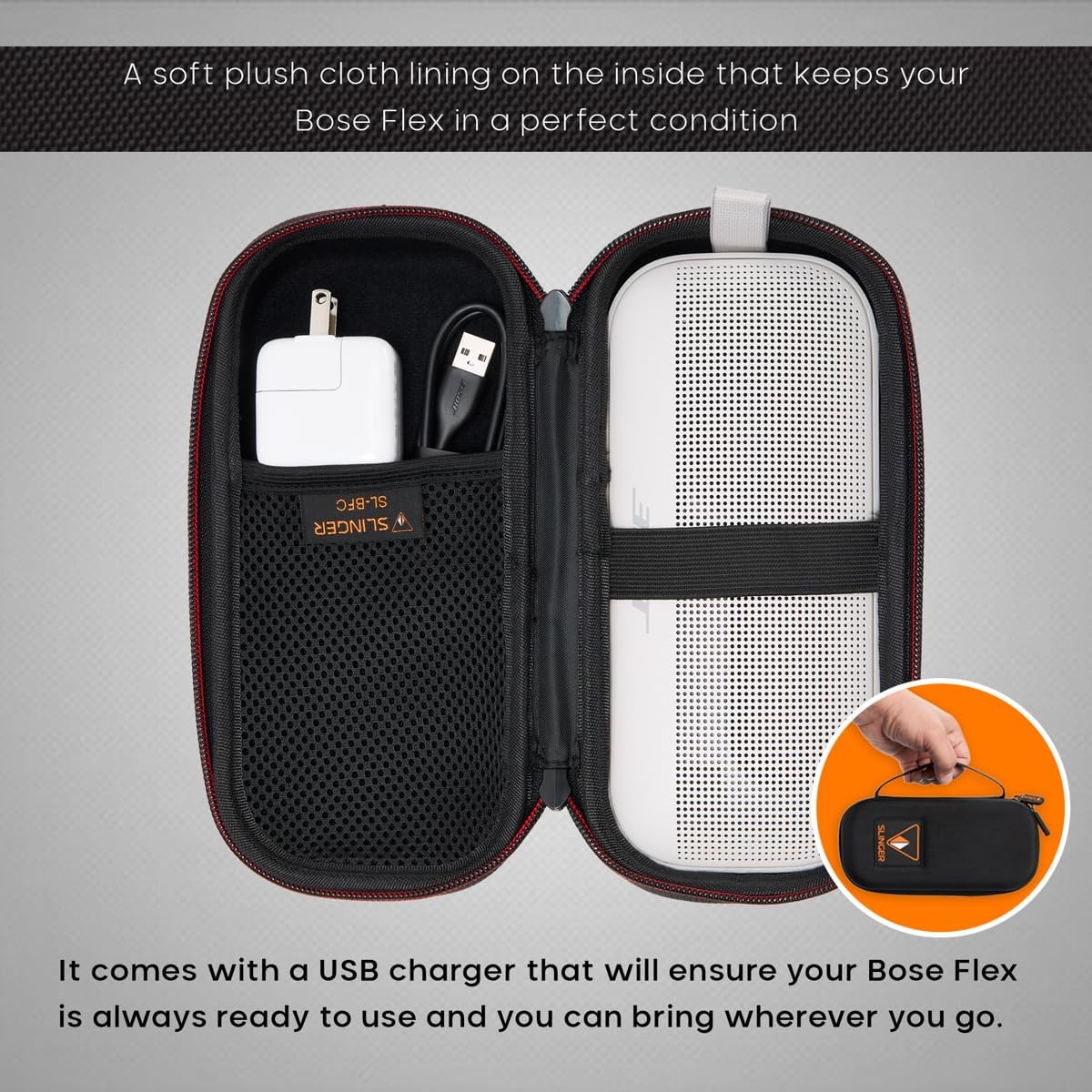 Bose New SoundLink Flex Portable Bluetooth Speaker (2nd Gen), Outdoor Speaker with Hi-Fi Audio, Up to 12 Hours Battery, Waterproof and Dustproof, + Slinger Hard Travel Case