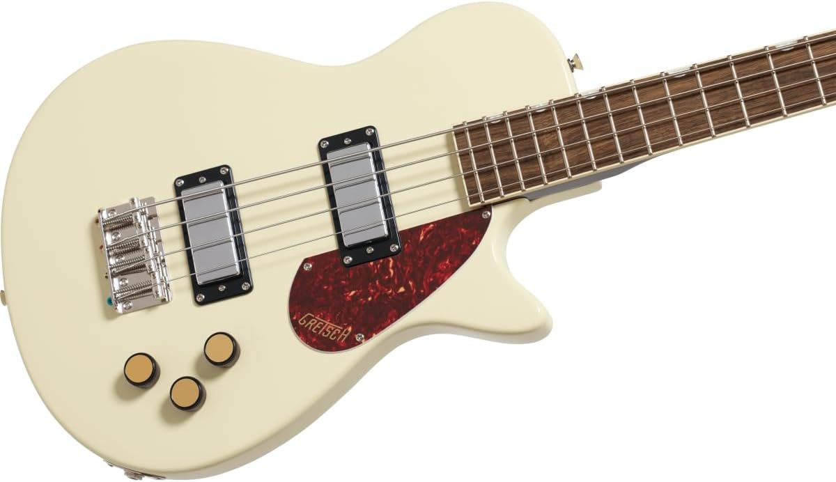 Gretsch Streamliner Jet Club Single-Cut 4-String Right-Handed Bass Guitar with Nato Body and Laurel Fingerboard (Vintage White)
