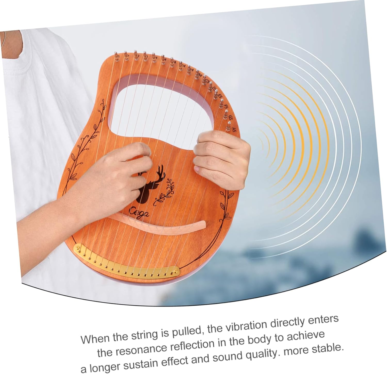 FAVOMOTO 1set String Harp Portable Lyre Harp for Beginners Made of Polished Wood Melodious Sound for Relaxation and Music Practice