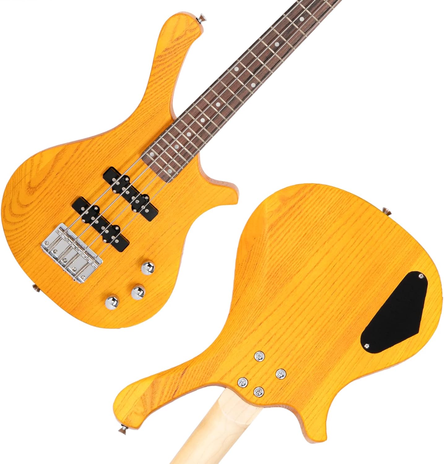 Ktaxon 4 String Electric Bass Guitar, 36-inch Bass Guitar Kit with Split single-coil Pickup, Rosewood Fretboard, Mahogany Body for Kids, Boy and Girl(Yellow)