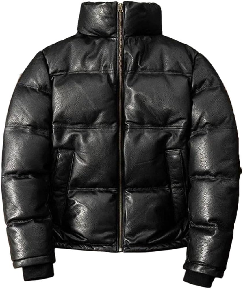 Men Winter Down Jacket Genuine Leather Duck Down Warm Jacket Real Sheepskin Leather Coat