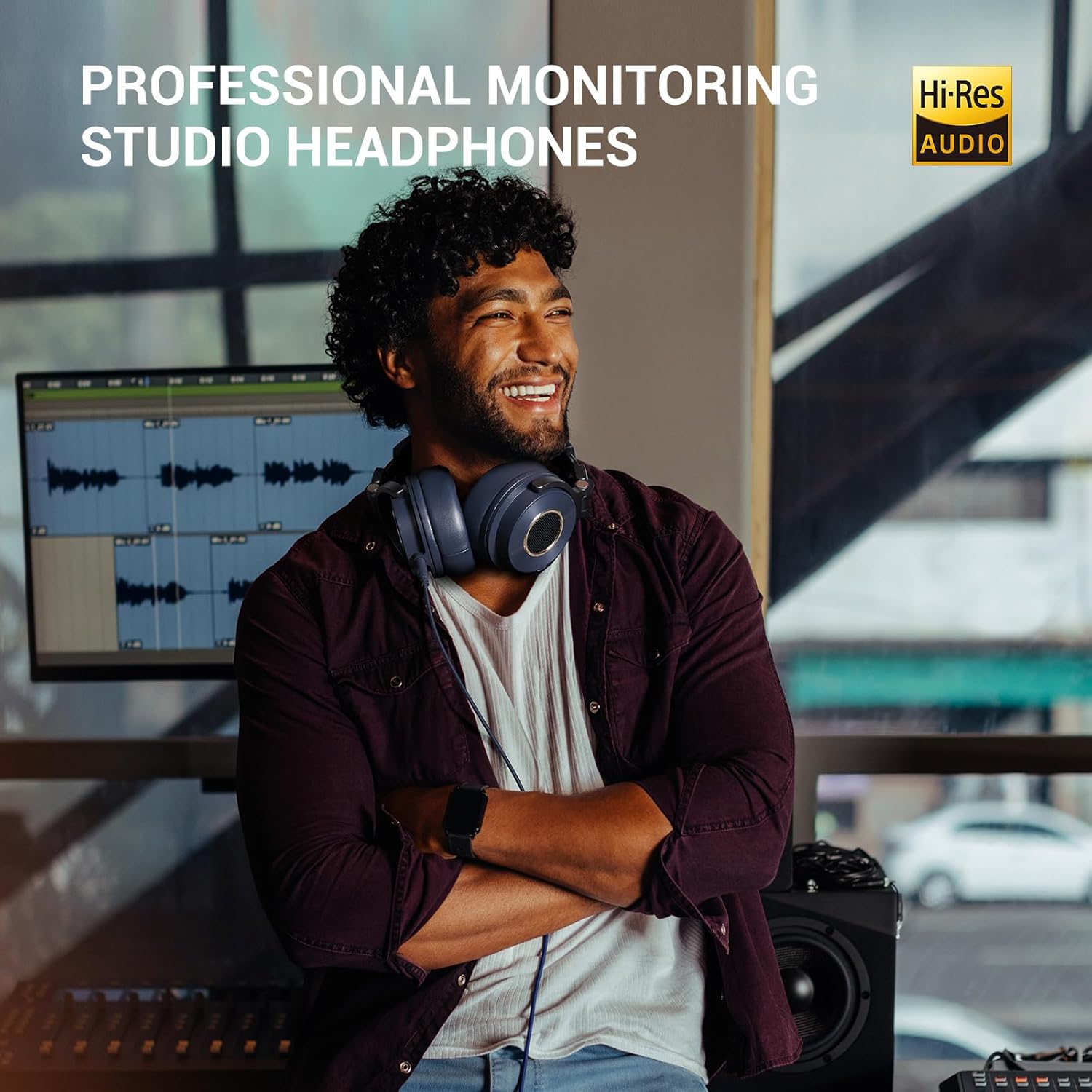 OneOdio Monitor 60 Professional Studio Headphones - Recording Wired Over Ear Headphones, Hi-Res Audio, Soft Comfortable Earmuffs, 6.35mm Adapter for Tracking Mixing DJ Mastering Broadcast-Navy Blue