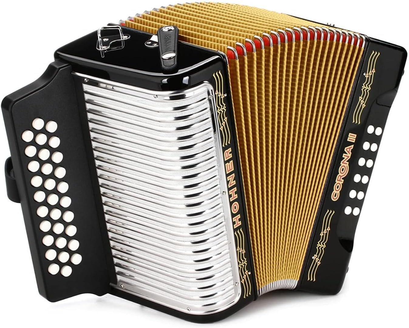 Hohner 3500GB Corona II Diatonic Accordion (GCF Keys, Jet Black)