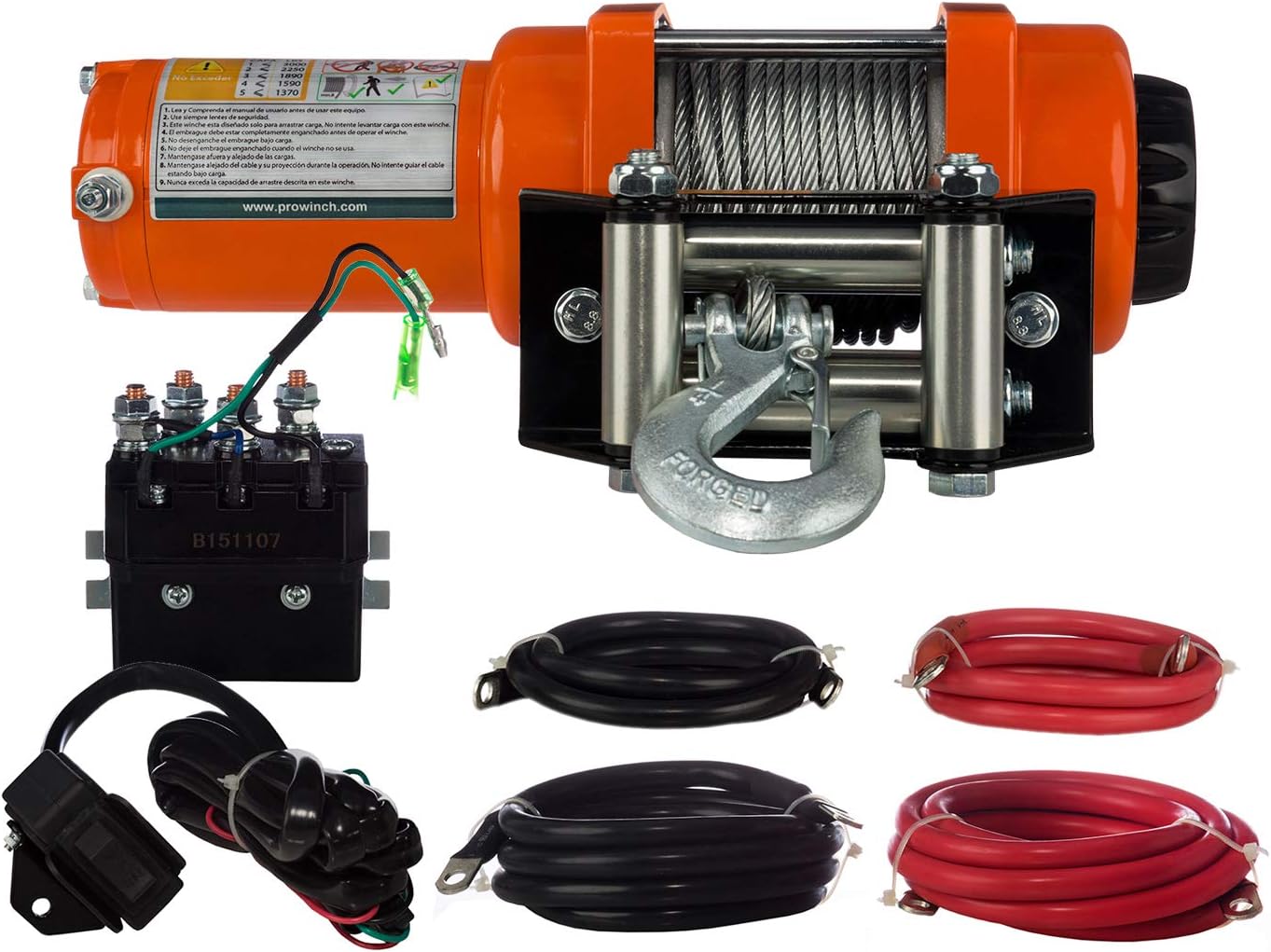 Prowinch 3000 lbs Waterproof Electric Winch Wire Rope 24V DC- 1-Speed, Heavy-Duty Steel Wire Rope with Remote Control & Automatic Brake for Safety, Portable Winch for Off-Road, Towing, Truck, Car, SUV