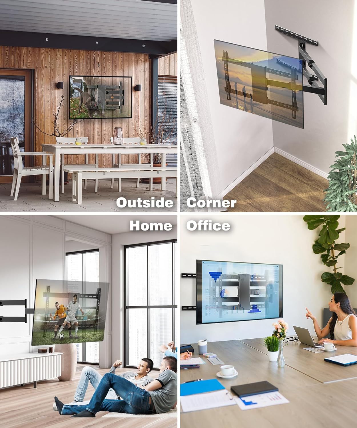 47” Extra Long Arm TV Wall Mount for 37-80 Inch TV, Full Motion Corner TV Mount with Extension Articulating Arm Swivel and Tilt, Max VESA 600x400mm, Fits 16