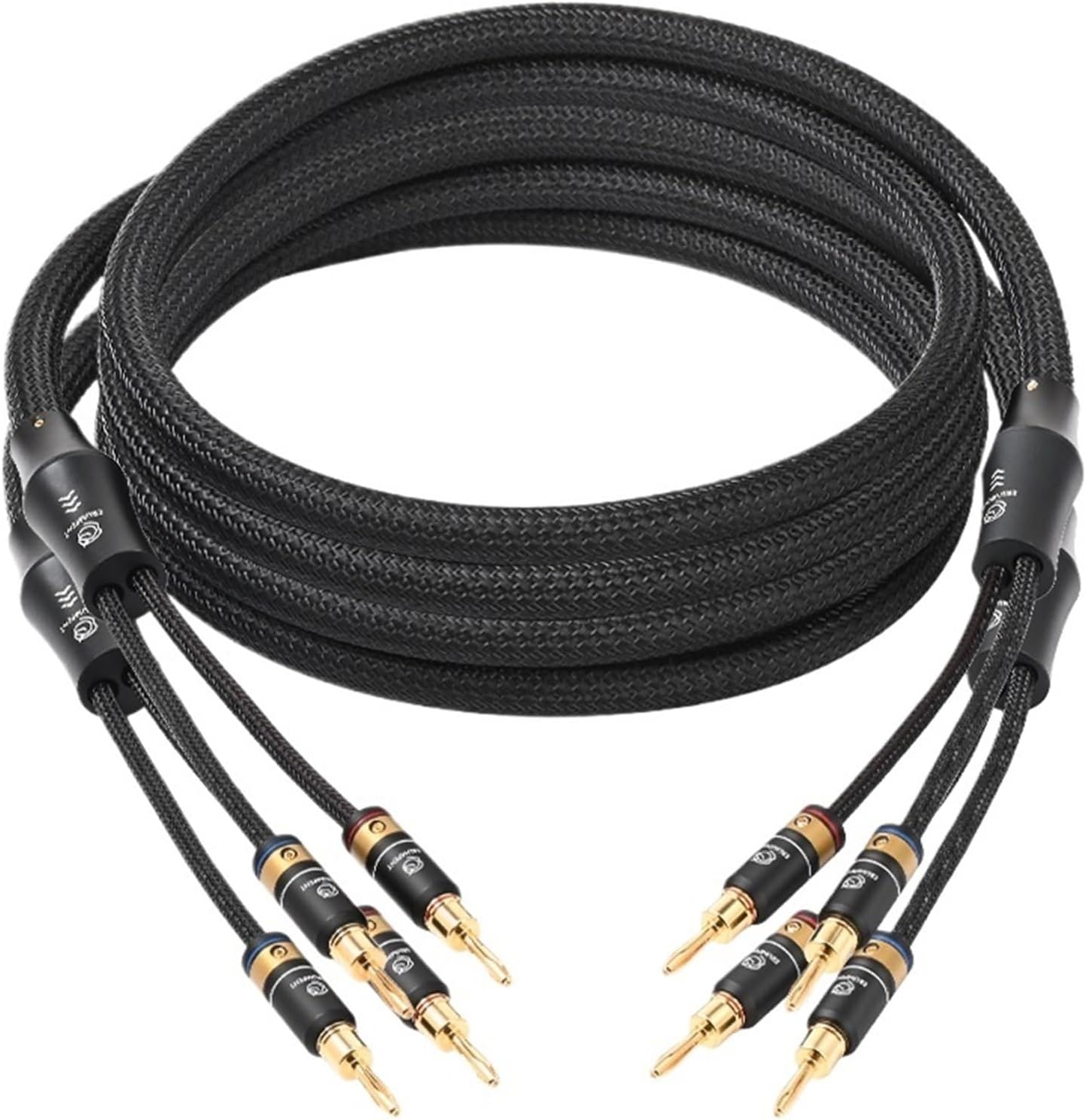 HiFi Speaker Cable 6N OCC Silver Plated Noise Free for Speaker Amplifier Banana Spade Convertible Plug Connection Audio Cable(2m)