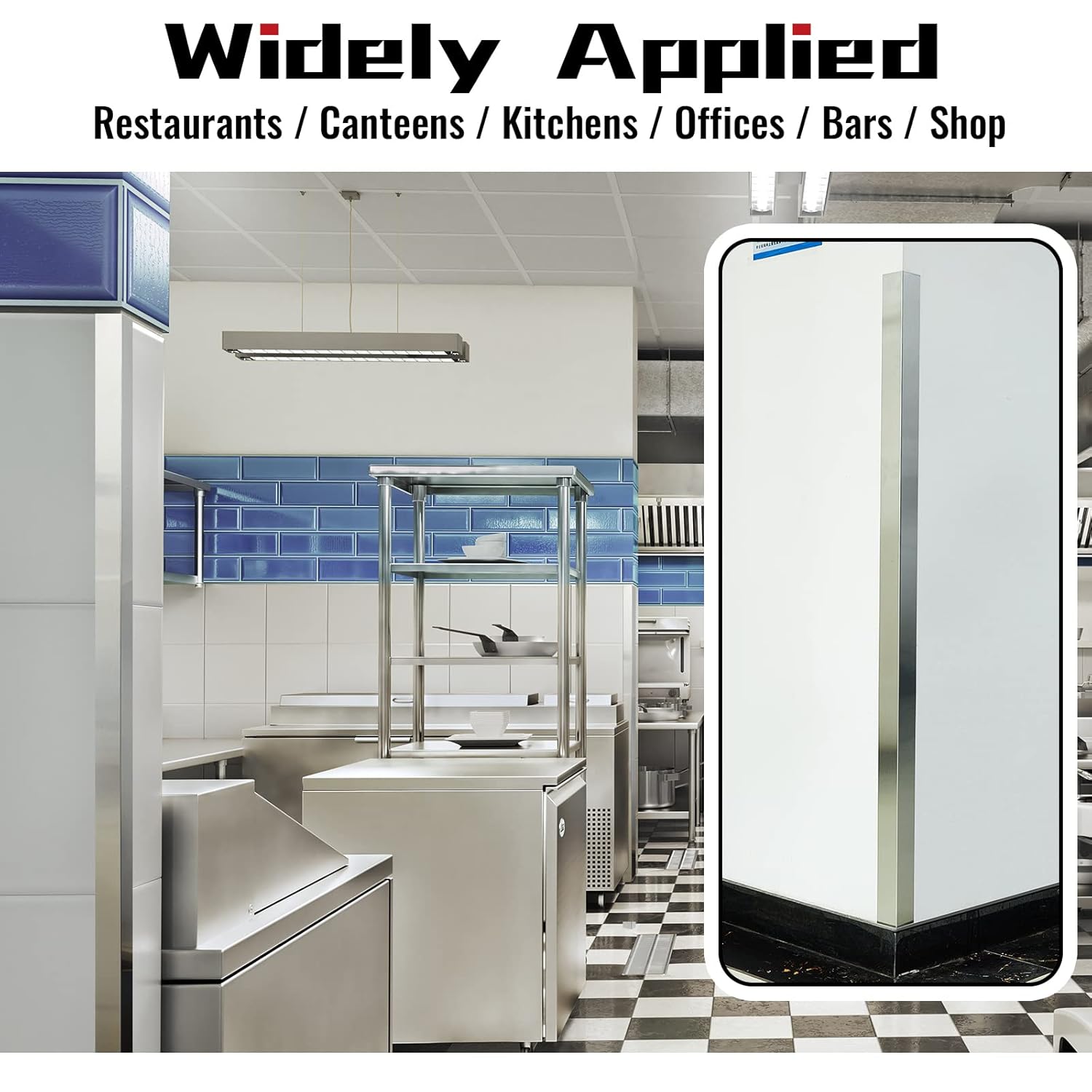 Therwen 10 Pcs 304 Stainless Steel Wall Corner Guards 2 x 2 x 36 Inch Self Adhesive Heavy Duty Corner Protector Trim with 90 Degree Angle for Wall Protection Metal Edge Guard