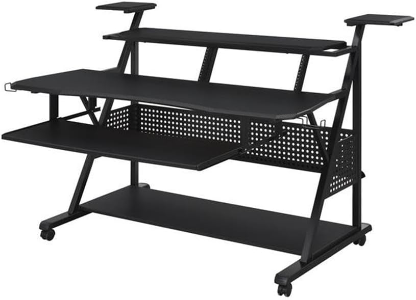Acme Furniture Metal and Wooden Music Desk with Wheels, Black
