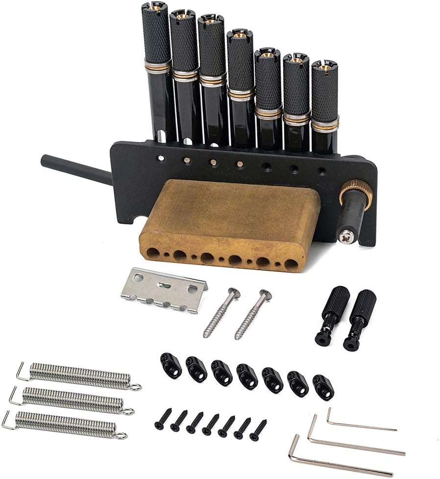 Alnicov 7 String Headless Guitar Bridge Tremolo System with Tailpiece for Electric Guitar Parts Replacement Tools