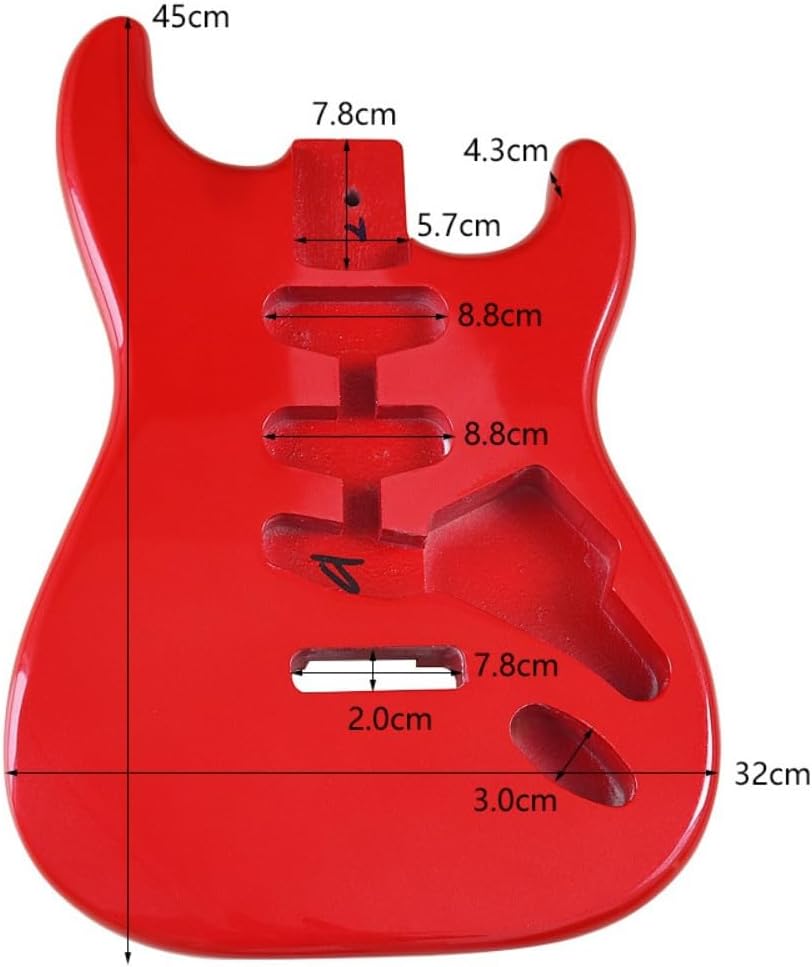 Electric Guitar Body for Fender Strat Stratocaster Guitar Accessory DIY Guitar Body Poplar SSS (Red)
