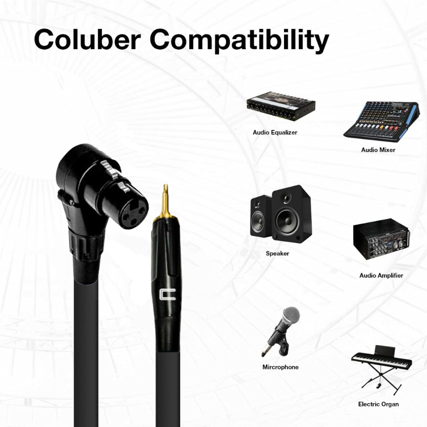 COLUBER CABLE Right Angle XLR Female to 3.5 TS Male - 100 Feet - Orange - Pro 3-Pin Microphone Connector for Powered Speakers, Audio Interface or Mixer for Live Performance & Recording