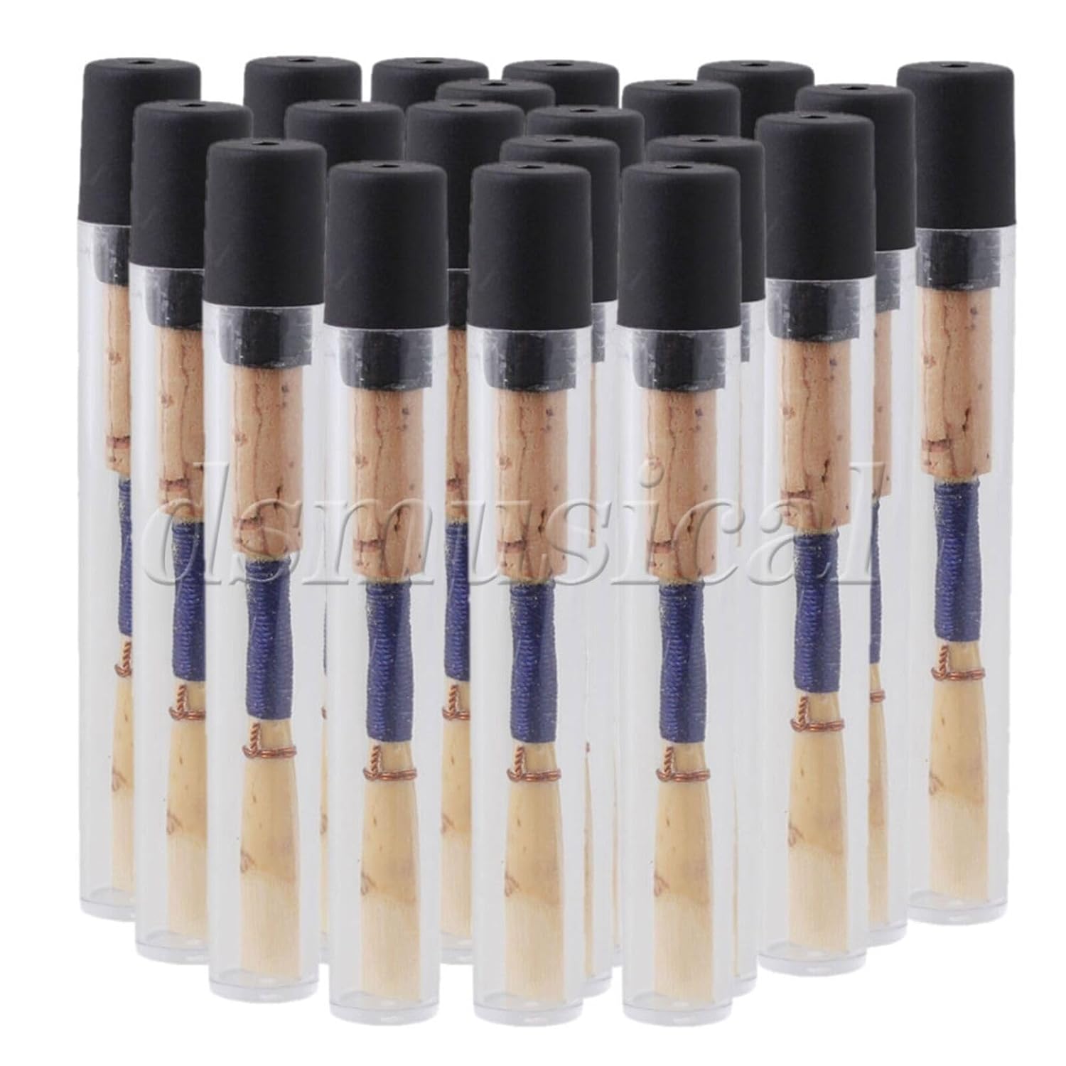 50 X Wood Color Medium 2.5 Reeds Woodwind Parts with Tube Holder 7.2cm