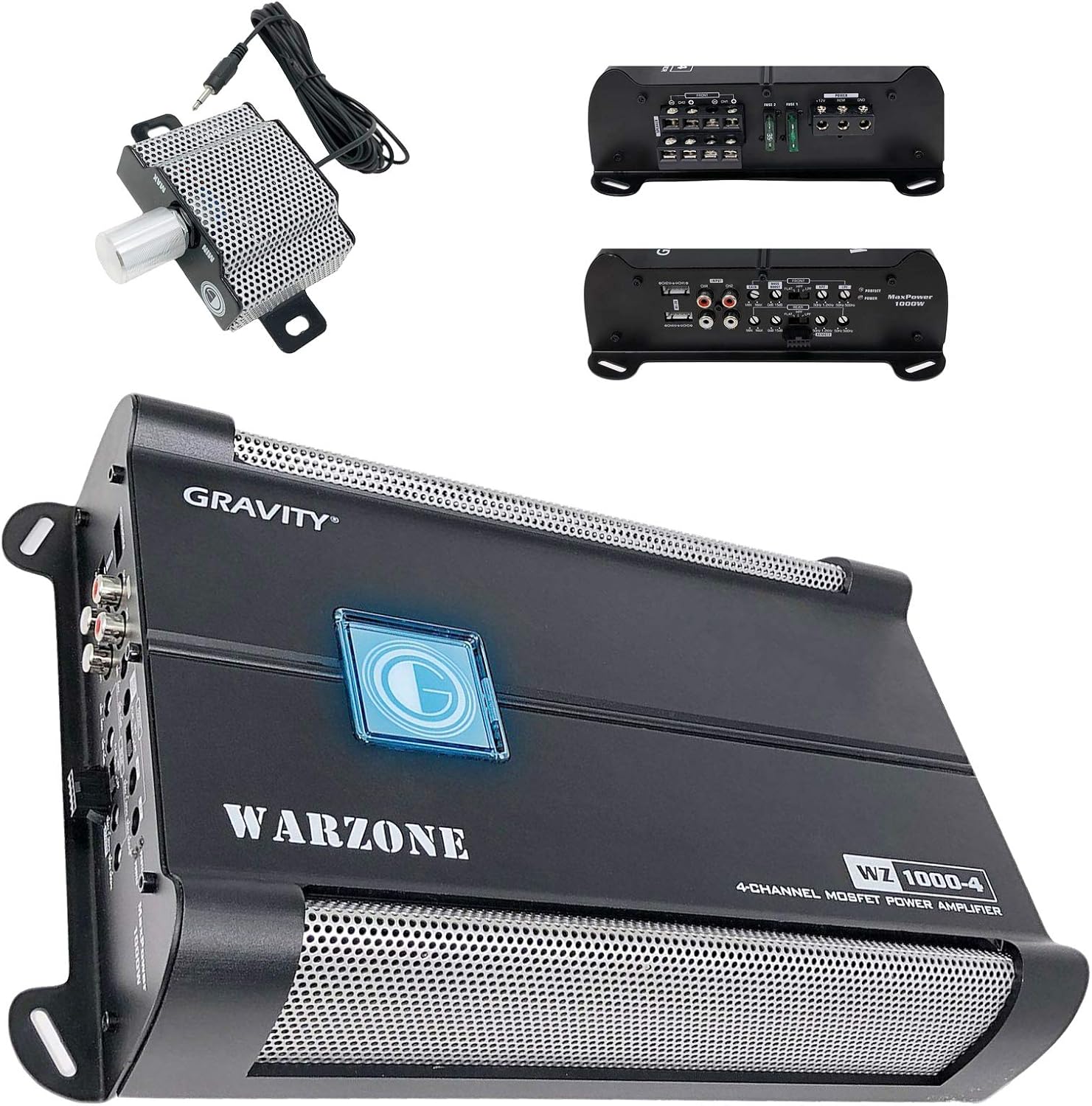Car Amplifiers - Gravity Audio WZ1000.4 Warzone 1000W 4 Channels Class A/B Amp 2/4 Ohm Stable with Remote Sub Control