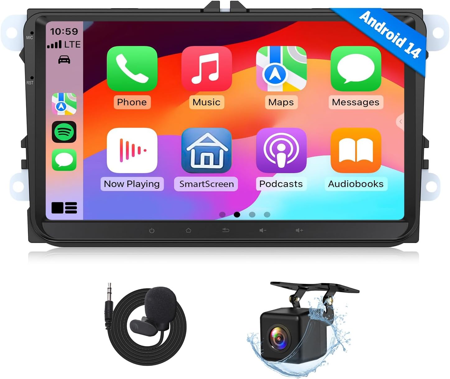 Eonon Android 14 Car Stereo for Volkswagen Golf Passat SEAT Skoda, 9'' CarPlay Android Auto Touchscreen Headunit with DSP, Bluetooth,SWC, 3+32G - VWX7