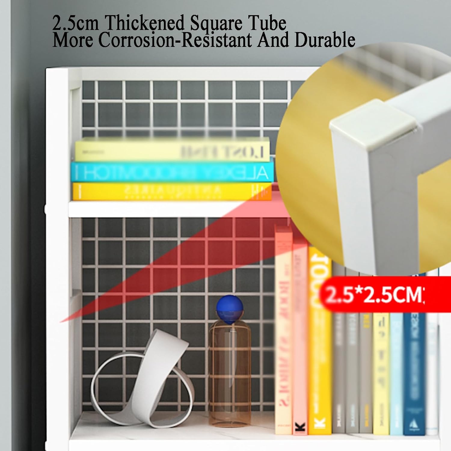 3 Cube Bookshelf, Home Multi-Layer Side Table with Wheels for Living Room, Study Room, Reading Corner (44.5 X 22 X90cm)(White+Light Walnut) (Black+Black One Size)